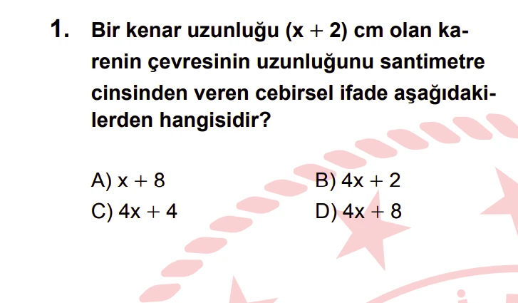 2024 LGS Matematik Soru 1 – Cebirsel İfade ve Çevre Hesabı | Bakırköy LGS Özel Ders Yorumlu Anlatım